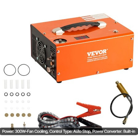 VEVOR Portable PCP Air Compressor – 12V DC, 4500 PSI/30 MPa