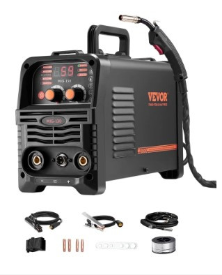 VEVOR MIG Welder, 130Amp – 3-in-1 Gasless MIG, Stick & Lift TIG Welding Machine