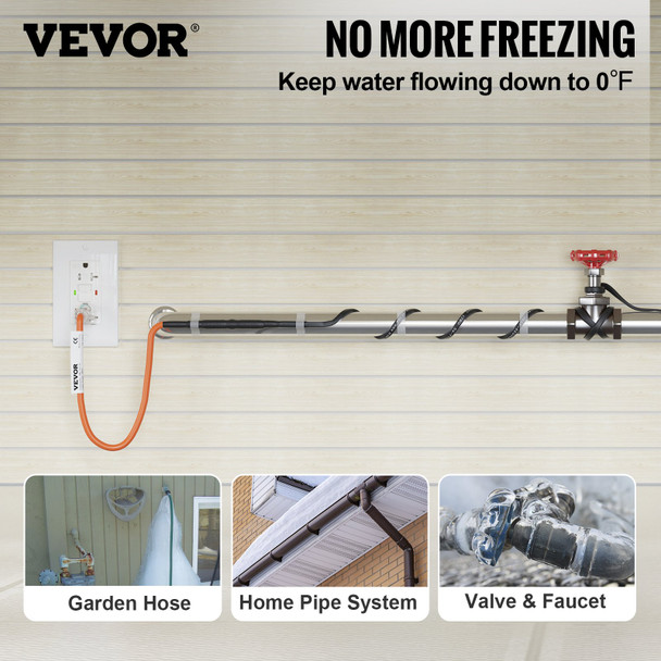 VEVOR 80-ft 5W/ft Self-Regulating Electric Heat Cable for Plumbing Freeze