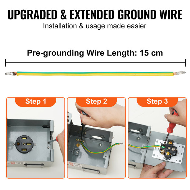 VEVOR UL Listed 50 Amp RV Power Outlet Box: Secure, Weatherproof, and Lockable NEMA 14-50R Outdoor Electrical Hookup for RVs, Campers, and Electric Vehicles
