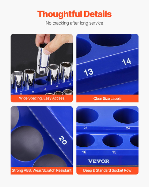 VEVOR 8-Piece Magnetic Socket Organizer Set: Effortlessly Organize 199 Metric & SAE Sockets with Color-Coded