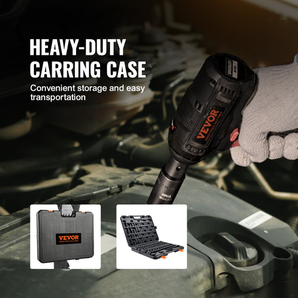 VEVOR 65-Piece 1/2" Drive Impact Socket Set - SAE & Metric, Cr-V Steel, 6-Point Hex, Deep & Standard, Easy-Read Markings, Auto Repair & Heavy-Duty Use