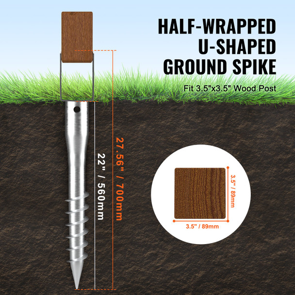 VEVOR No Dig Ground Anchor for 4x4 Posts (3.5" Actual)