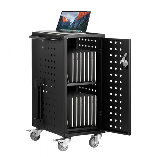 VEVOR Charging Cart, 16 Device Mobile Charging Station, Up to 15.6 in Screen Size, Office and Classroom Mobile Charging Cart,