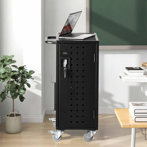 VEVOR Charging Cart, 16 Device Mobile Charging Station, Up to 15.6 in Screen Size, Office and Classroom Mobile Charging Cart,