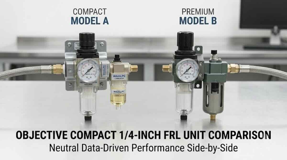 Compact pneumatic FRL replacement option with 1/4 inch NPT ports