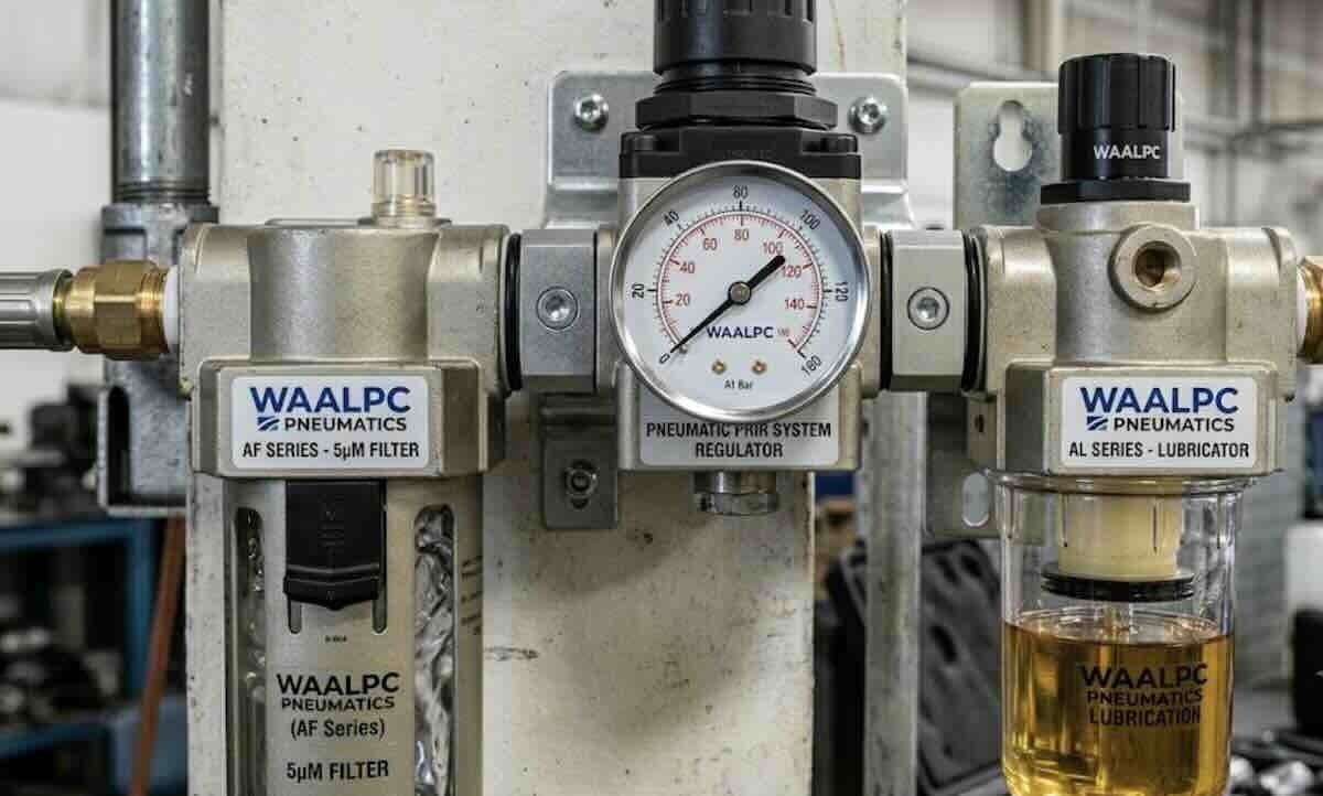WAALPC pneumatic FRL system with filter, pressure regulator and lubricator