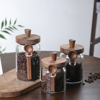 3 Pcs Glass Coffee Jars with Spoons