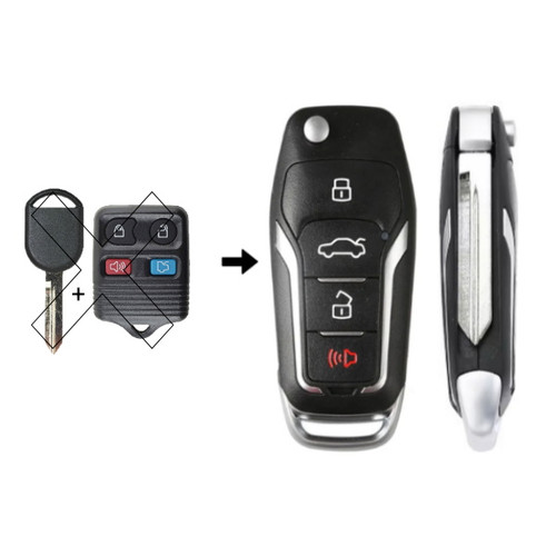 Ford, Lincoln, Mercury 4 Button Remote Flip Key CWTWB1U331, 2S4T-15K601-AB,  315MHz - Aftermarket
