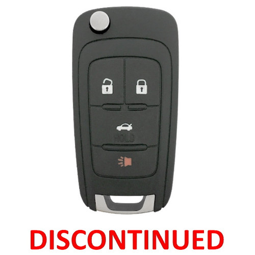 (Discontinued) Chevrolet 4 Button Remote Flip Key OHT01060512, 13501259, 433 MHz - New, OEM