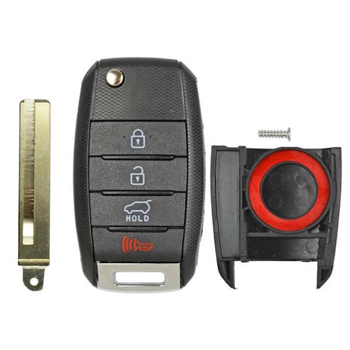 Hyundai / KIA 4-Button Flip Key Shell, Standard Aftermarket
