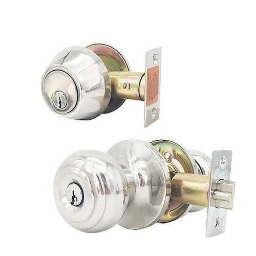Kenaurd Premium Combo Lockset – Knob & Deadbolt – Bright Chrome – BC – KW1