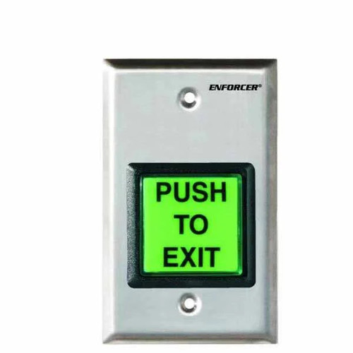 SECO-LARM - SD-7202GC-PEQ - LED ILLUMINATED RTE SINGLE GANG WALL PLATE (GREEN BUTTON) - 12 ~ 24 VDC - STAINLESS STEEL