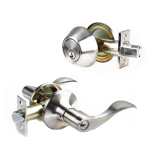 Kenaurd Premium Combo Lockset With Lever - Double Sided Deadbolt - Satin Nickel (SC1)