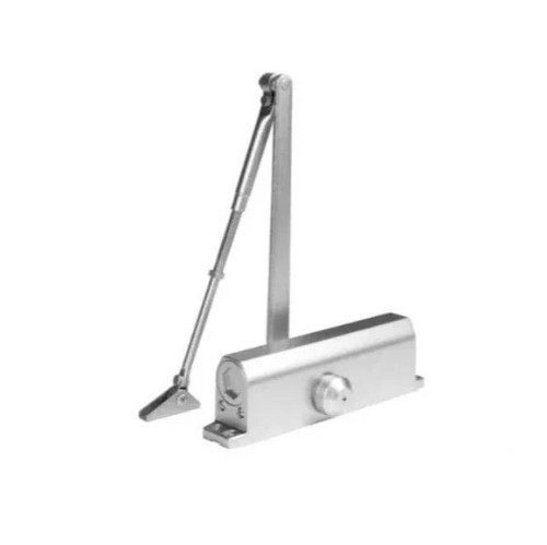 DeGuard Hydraulic Door Closer, Back Check Function - PA Bracket/Regular/Top Jamb - Adjustable Size 1-6 - Satin Nickel, Plastic Cover - Grade 1