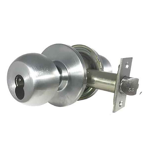 DeGuard Commercial Door Knob Set - Grade 2 - IC Core -SFIC - Satin Chrome - Storeroom