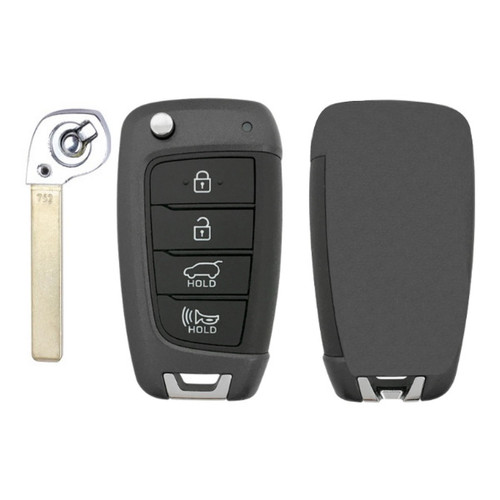 Hyundai 4 Button Flip Key Shell Replacement Case OSLOKA-450T, SY5IGRGE04, TQ8-RKE-4F39, TQ8-RKE-4F40 - Aftermarket