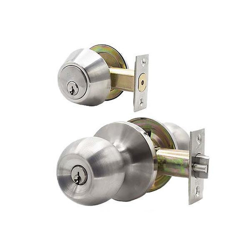 DeGuard Premium Combo Lockset - Knob & Deadbolt - Entrance - Stainless Steel - Retail Packaging - SC1 (or KW1) - Grade 3