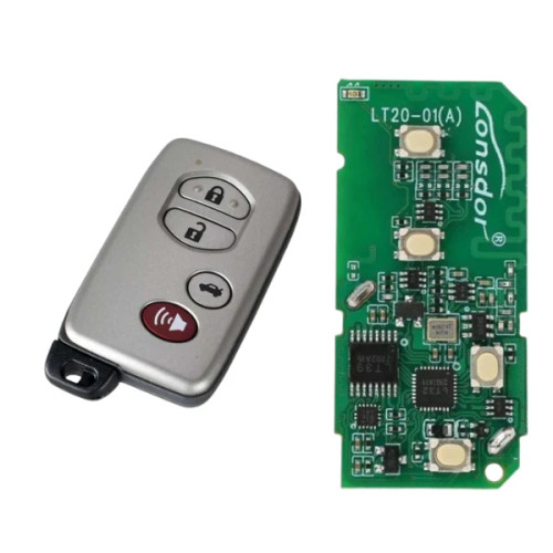 Lonsdor 4 Button Silver Universal Smart Remote Key with Hatch Button for Toyota & Lexus K518S, K518ISE & KH100+ Switchable Frequency 