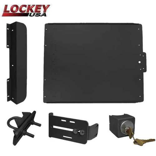 Lockey ED50 Edge Panic Shield Safety Kit With Keyed Gate Box , Latch Protector and Jamb Stop, Silver