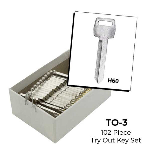 Aero-Lock TO-3 - H60 Tryout Keys Set for Ford 1984+ Ignition Locks - 102 Keys