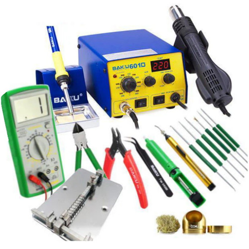 Baku 2-in-1 Complete Soldering Kit - Hot Air Rework Station with Multimeter & Tools