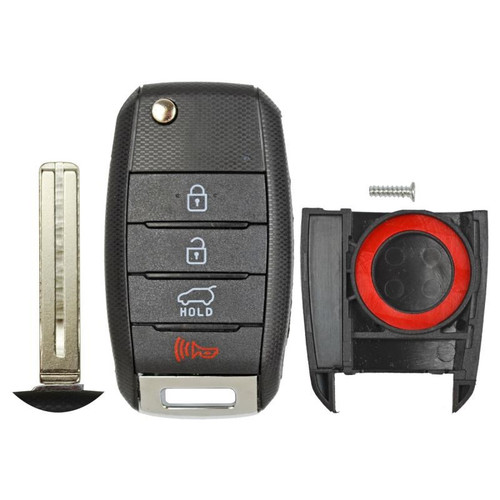 Kia 4 Button Remote Flip Key Shell Replacement Case TQ8-RKE-4F19, NYODD4TX1306-TFL, OSLOKA-875T, TQ8-RKE-3F05, TQ8-RKE-4F27 - Aftermarket