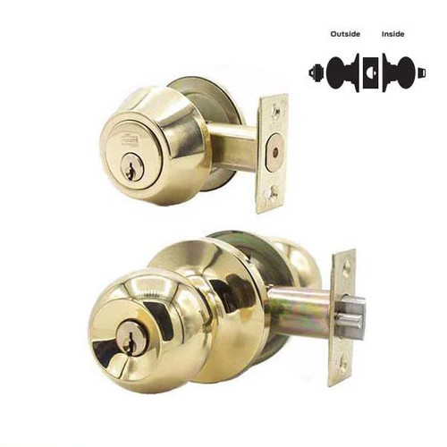 DeGuard Premium Grade 3 Polished Brass SC1 Entrance Combo Lockset