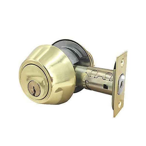 DeGuard Premium Commercial Single Cylinder Deadbolt US3, Polished Brass, SC4, Grade 2