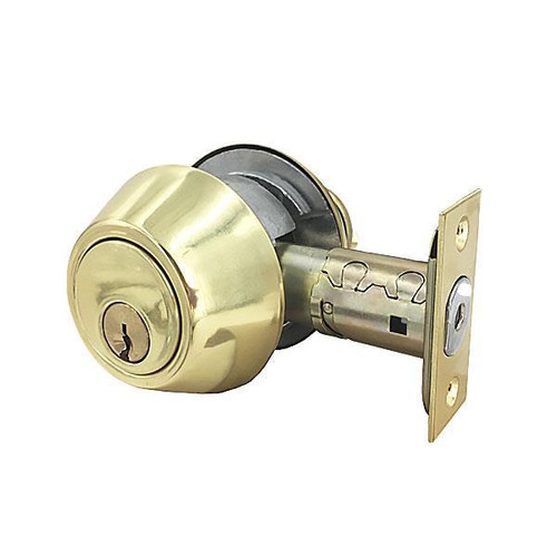 DeGuard Premium Commercial Double Cylinder Deadbolt US3, Polished Brass, SC4, Grade 2