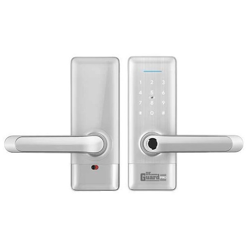 DeGuard Pro Premium Electronic Keyless Entry Smart Lever Set H1B, Hotel/Multifamily, Bluetooth/Fingerprint/RFID/WIFI, IP55 - Silver