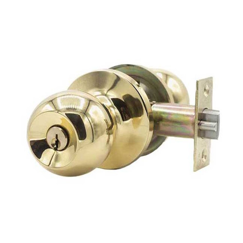 DeGuard Premium Polished Brass Entrance Knob Set Grade 3, SC1 Keyway