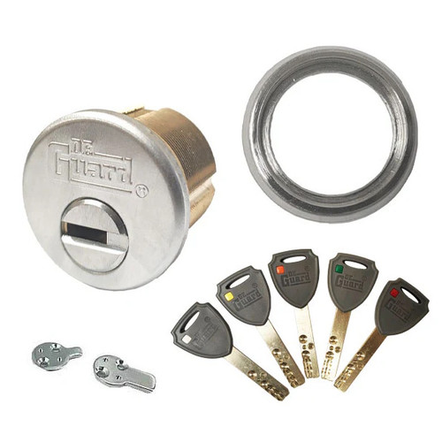 DeGuard 1" Key Controlled Mortise Cylinder With 206 Keyway, US26D Satin Chrome