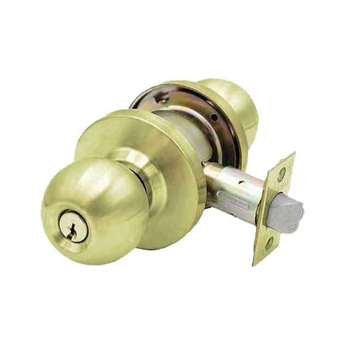 Kenaurd Commercial Door Knob Set  2-3/4" Standard Backset, Polished Brass, Classroom, Grade 2