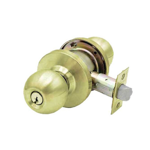 Kenaurd Commercial Door Knob Set Double Sided,  2-3/4" Standard Backset, Polished Brass, Asylum Institutional, Grade 2