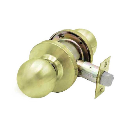 Kenaurd Commercial Door Knob Set Double Sided,  2-3/4" Standard Backset, Polished Brass, Passage, Grade 2