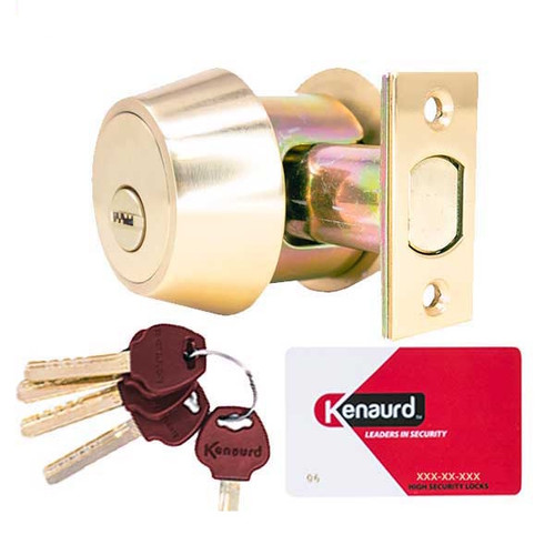 Kenaurd Premium Key Controlled Double Cylinder Deadbolt #06 Keyway, US26D Polished Brass