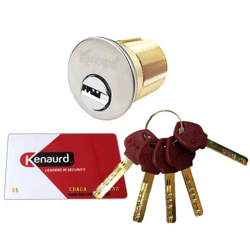 Kenaurd Key Controlled Mortise Cylinder 1", US26D Satin Chrome