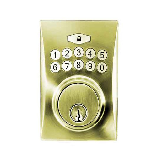 DeGuard Electronic Keypad Keyed Deadbolt KW1 Keyway, Grade 3, Polished Brass