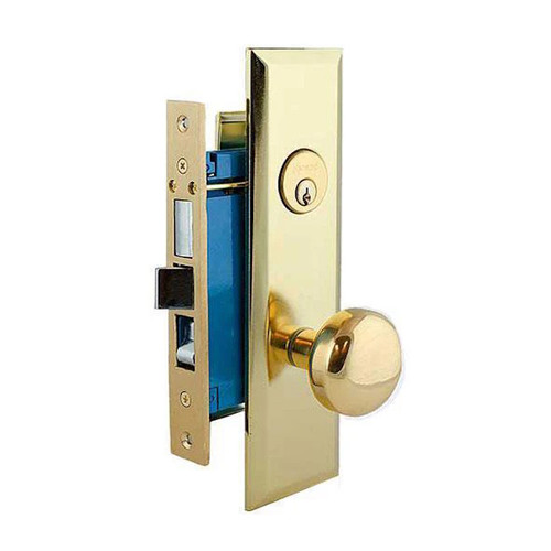 Kenaurd Heavy Duty Mortise Knob Lock Set Entrance,  2-1/2" Backset, Right Handed, US3 Polished Brass 