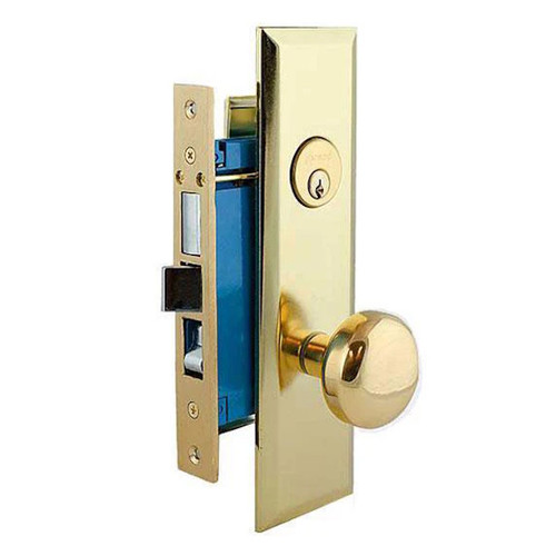 Kenaurd Heavy Duty Mortise Knob Lock Set Entrance,  2-3/4" Backset (Larger), Left Handed, US3 Polished Brass