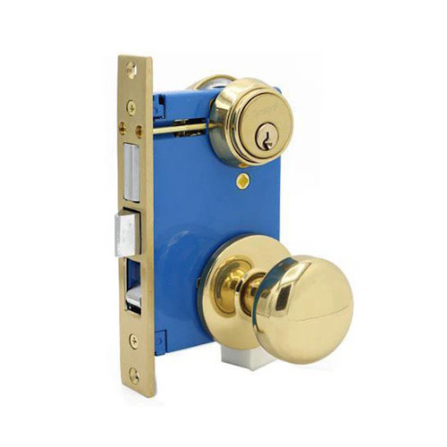 Kenaurd Mortise Lock Set Gate Lock With Knob, Double Sided, SC1 Keyway, Left Handed, Polished Brass
