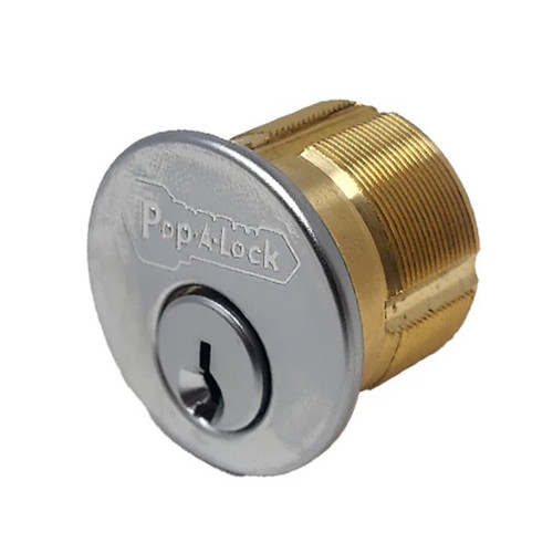 Kenaurd POP-A-LOCK Branded Premium Mortise Cylinder With Phone Number 1", SC1 Keyway, 26D Satin Chrome