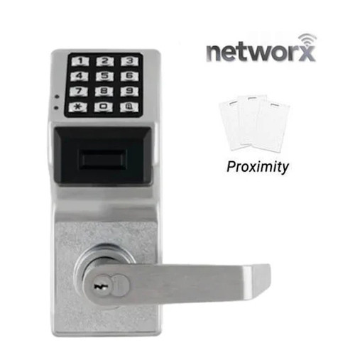 Alarm Lock Trilogy PDL6200 Digital PROX Lever Set, Standard Key Override With Door Position Switch, Request To Exit, Interchangeable Core, Networx, 26D Satin Chrome, Grade 1