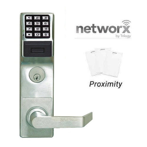 Alarm Lock Trilogy PDL6600 Digital Mortise Lever Lock, Keyless Prox / Pin Lock Straight, Networx, Classroom, Right Handed, 26D Satin Chrome