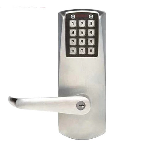 PowerPlex P2032XS Electronic Self Powered Push Button Lever Set, Schlage 'C' Keyway, 2-3/8" Backset, 26D Satin Chrome, Grade 1