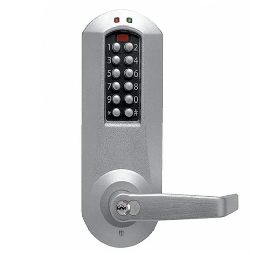 E-Plex E5031XS Electronic Push Button Cylindical Lever Set, Schlage 'C' Keyway, 2-3/4" Backset, 26D Satin Chrome, Grade 1