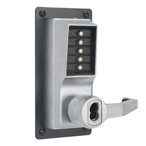 Simplex LRP1020B Mechanical Push Button Exit Trim Lever Lock, SFIC, 2-3/4" Tailpiece, 26D Satin Chrome