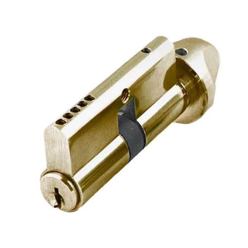 GMS Euro-Style Profile Cylinder, Thumb Turn with Keyed Cylinder, US3, Polished Brass