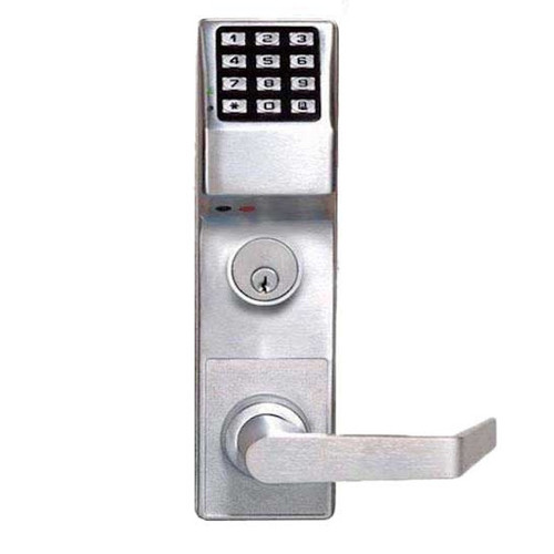Alarm Lock Trilogy DL4500DBL Digital Keypad Mortise Lock With Deadbolt And Privacy Feature, Straight Lever, 2000 Users, 40,000 Event Audit Trail, Left Hand Reversible, Weather-Proof, US26D Satin Chrome